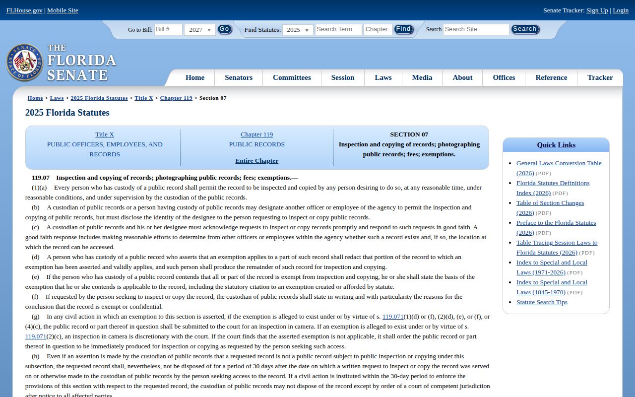 Florida public records law for Hamilton County arrest records
