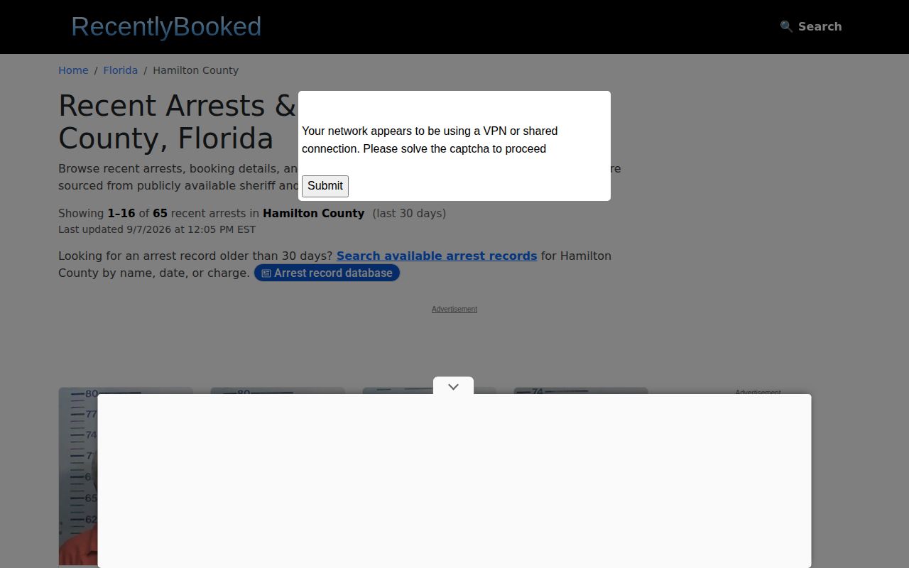 Unofficial Hamilton County recent arrest mirror page